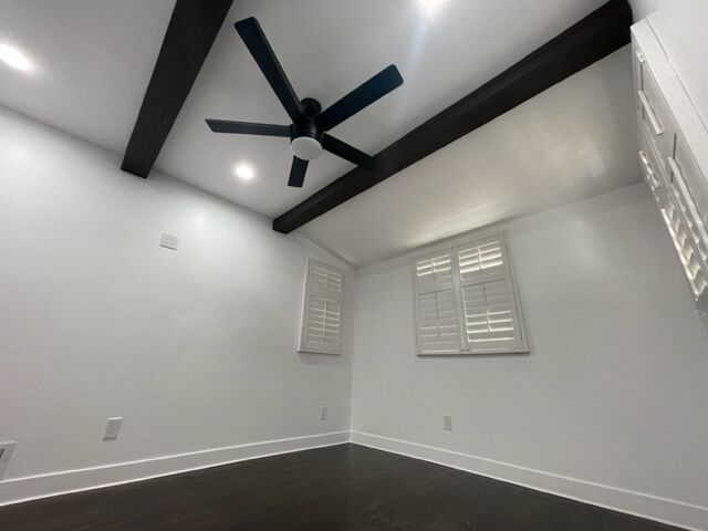 white painted roof and black fan